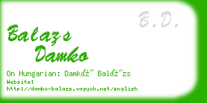 balazs damko business card